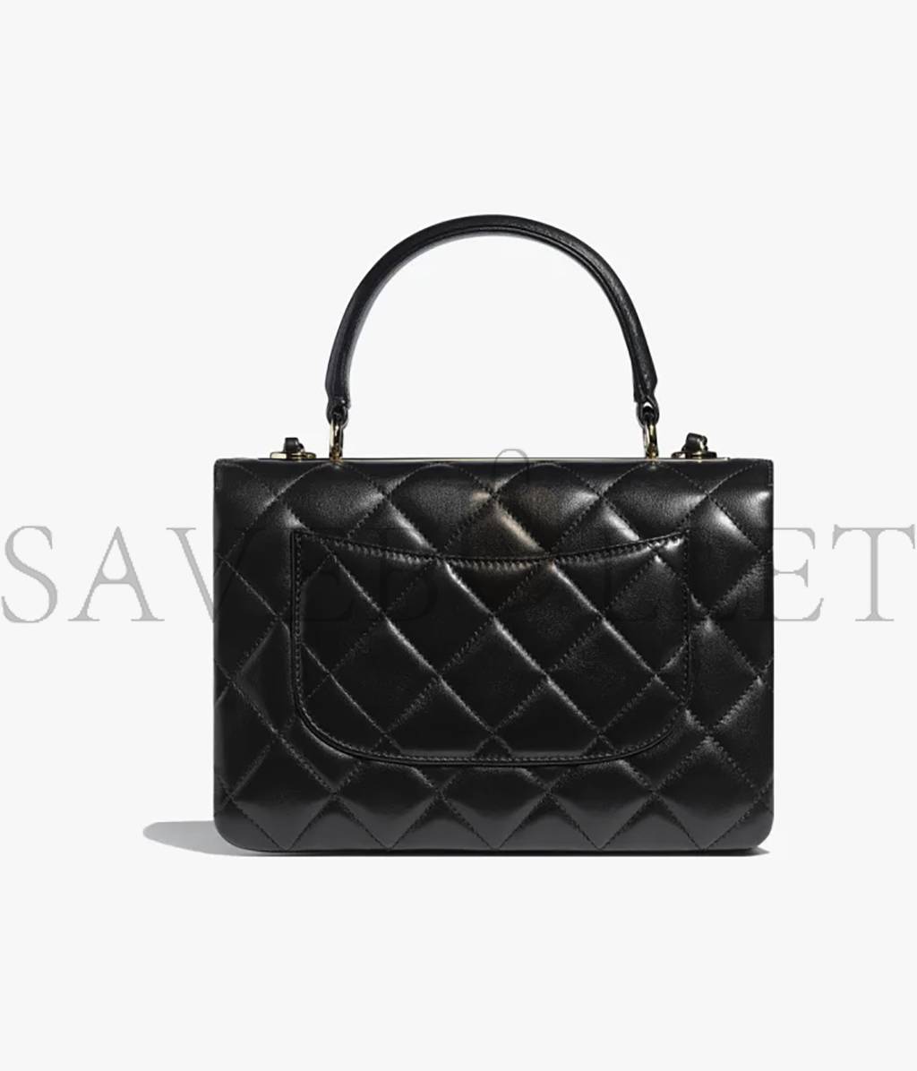 Ch*el trendy flap bag with top handle silver hardware a92236 y60767 94305 (25*17*12cm)